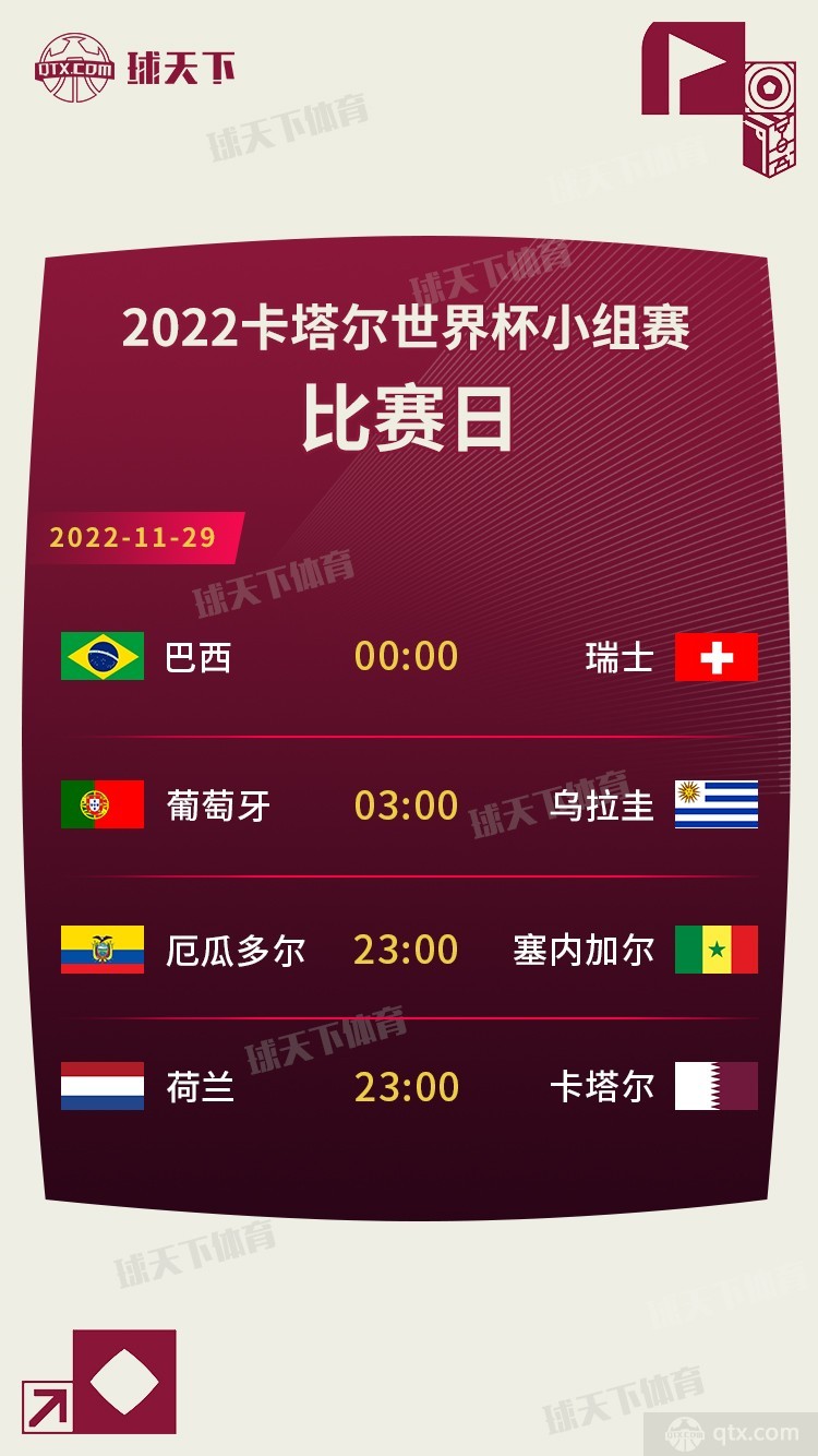 世界杯11月28日全部赛程安排