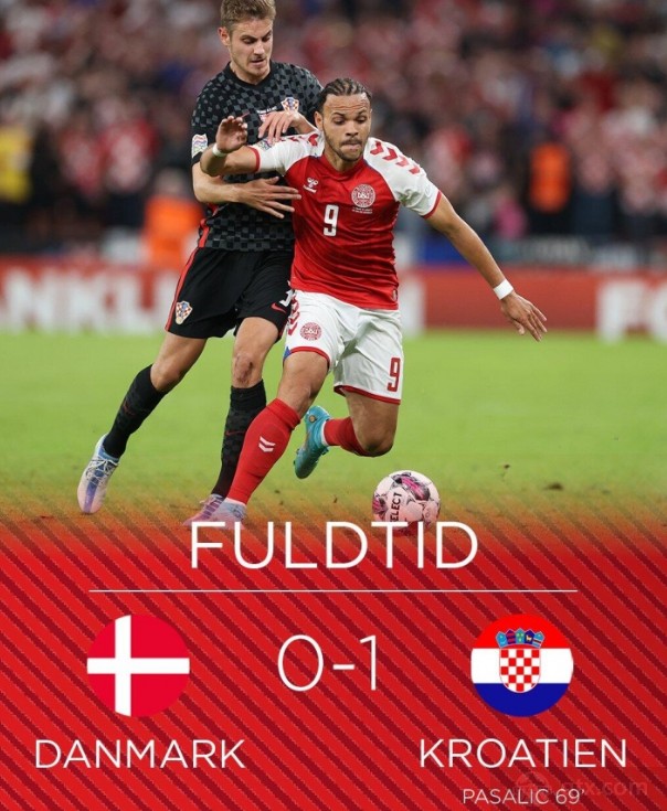 欧国联克罗地亚客场1-0击败丹麦
