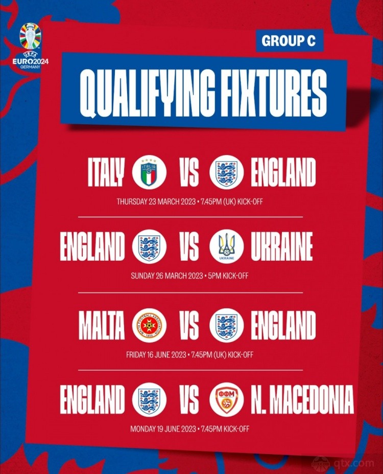 2024英格兰国家队欧洲杯预选赛赛程