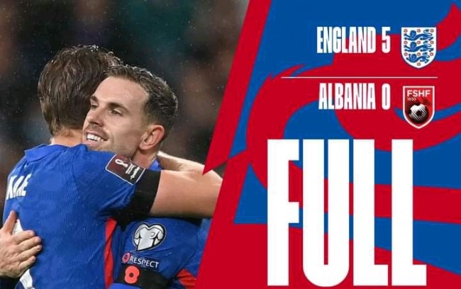 世预赛英格兰队5-0阿尔巴尼亚