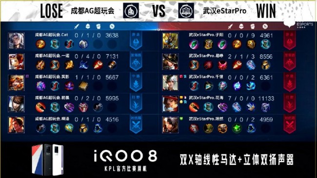 武汉eStar vs 成都AG超玩会第二局