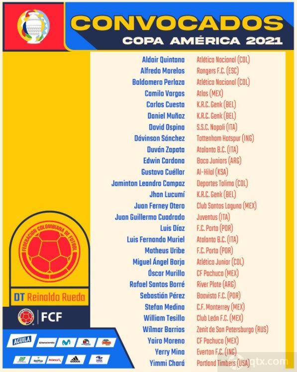 哥伦比亚美洲杯大名单