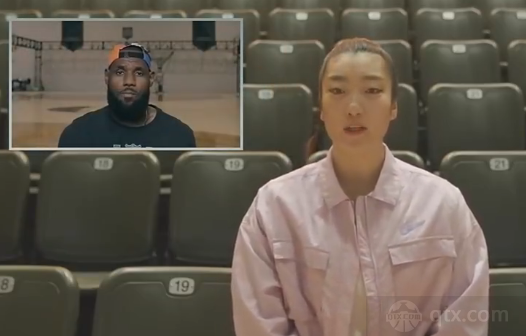 中国女篮球员李梦和偶像湖人球员勒布朗-詹姆斯在线上进行互动