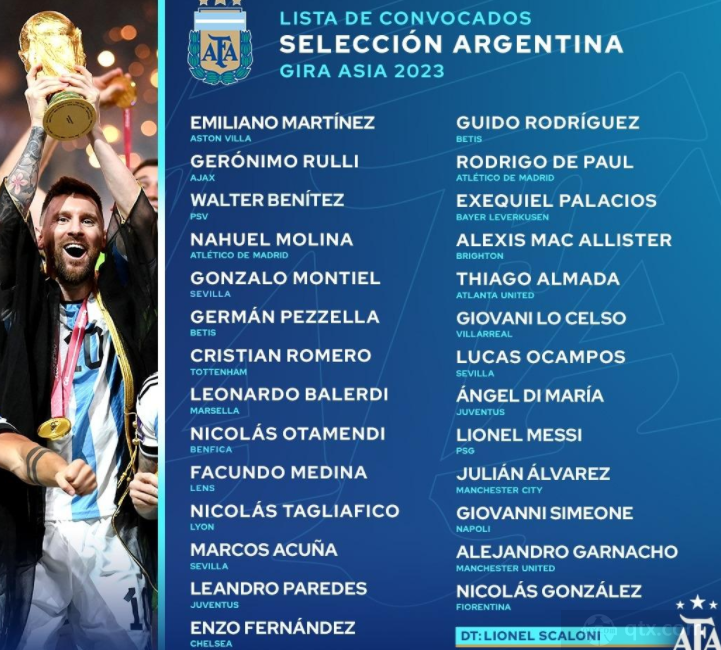 阿根廷男足中国行名单