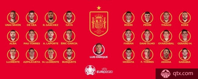 欧洲杯西班牙阵容