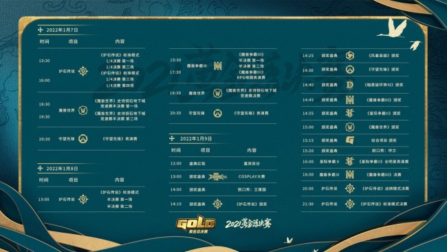 2021黄金总决赛赛程与节目表