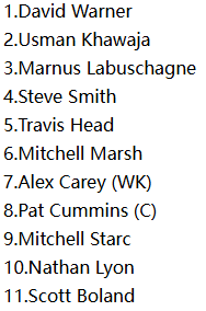 AUS Playing XI