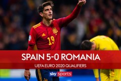 欧预赛-西班牙5-0罗马尼亚 莫雷诺梅开二度+造乌龙