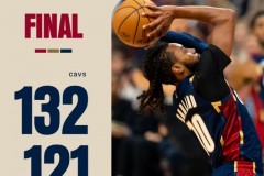 NBA常规赛骑士主场132-121轻取76人 米切尔46+8 马克西空砍27分