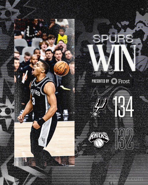 马刺三人20+主场134-132复仇尼克斯