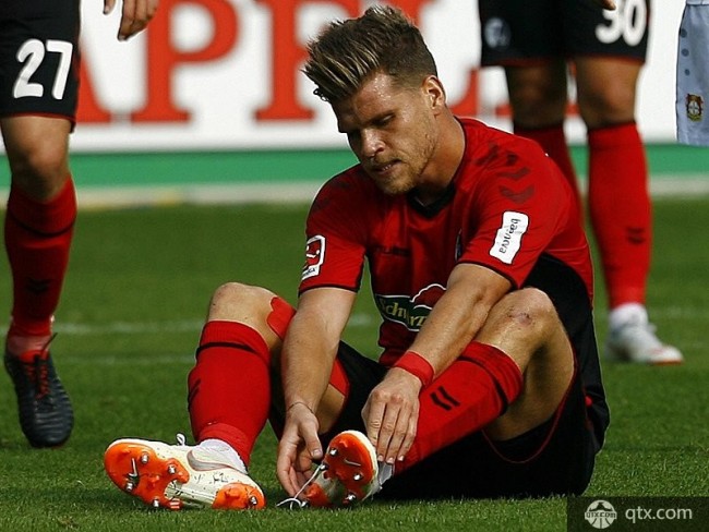 脚踝受伤，弗赖堡前锋尼德莱赫纳将因伤缺席五周比赛