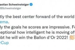 拜仁名宿施魏因施泰格谈本泽马 他必将赢得2022年金球奖