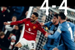 英超曼联4-4伯恩茅斯 曼联三度被扳平