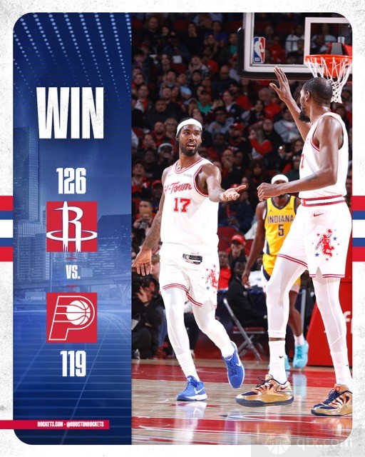 火箭3人20+主场127-119力克步行者