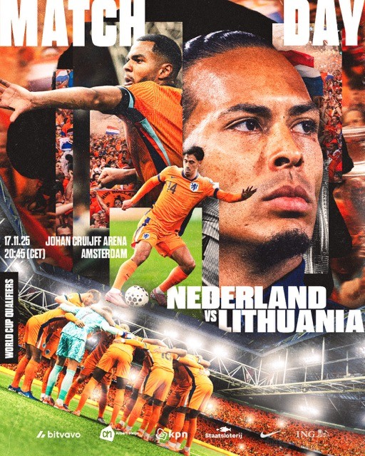 荷兰队发布对阵立陶宛预热海报