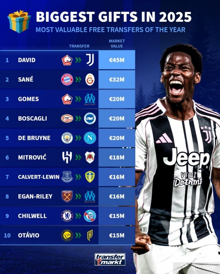 2025年免签球员德转身价榜