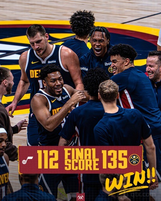 掘金7人得分上双主场135-112轻取爵士