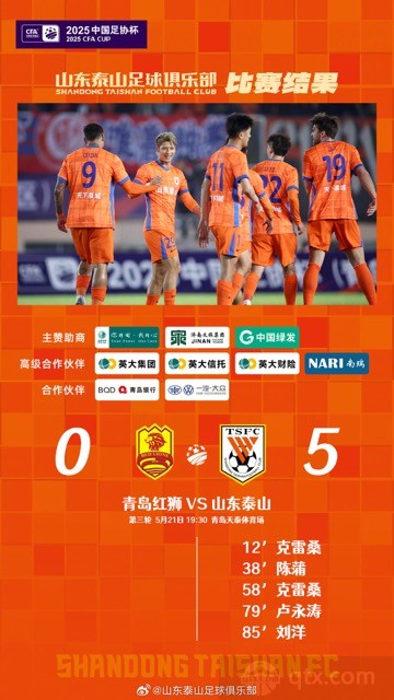 青岛红狮0-5山东泰山