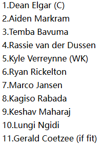 South Africa Possible Playing XI