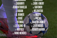 巴黎欧冠客战毕巴大名单 杜埃回归 登贝莱缺阵