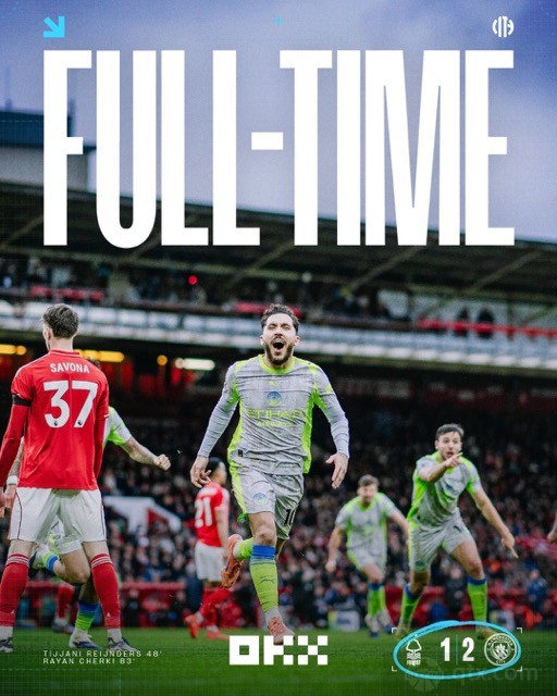 诺丁汉森林1-2曼城