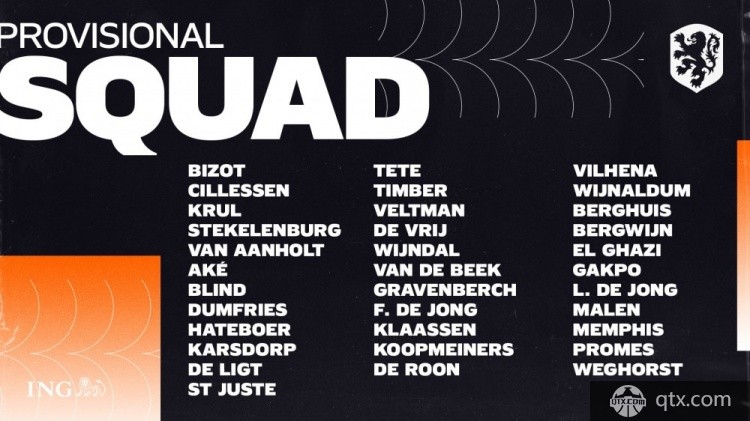 荷兰欧洲杯初选名单