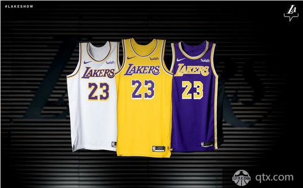 新赛季NBA湖人队服公布 圆领设计新加入黑色元素