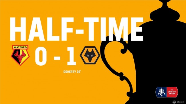 半场比分：狼队1-0沃特福德