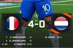 欧预赛赛况：法国4-0荷兰 姆巴佩梅开二度+助攻格列兹曼开场闪击