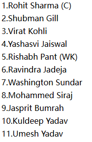 IND Playing XI