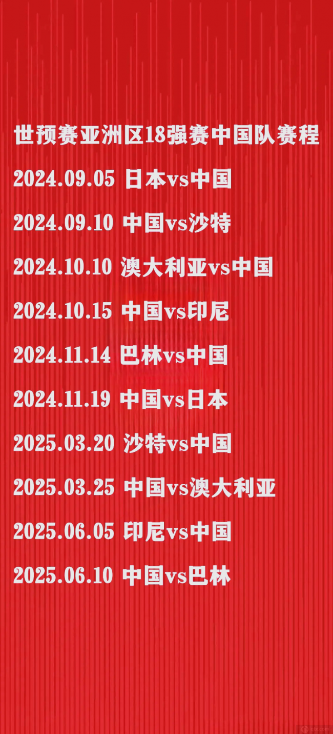 世预赛18强赛赛程表