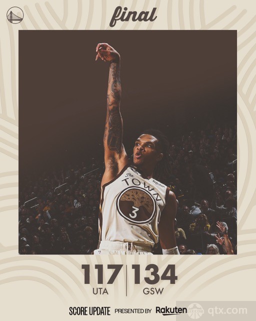 勇士主場134-117輕取爵士