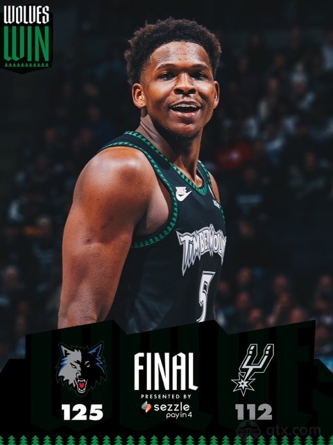 森林狼主场125-112轻取马刺