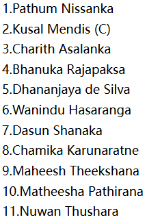 Sri Lanka Playing XI Prediction