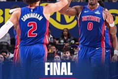 NBA常规赛活塞主场124-112力克雄鹿 坎宁安23+6+12 杜伦16+16