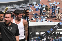 梅西印度活动爆发骚乱 球迷撕毁座椅想球场投掷物品