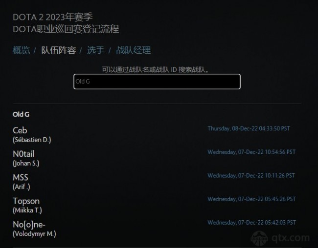 Old G战队2023赛季阵容名单