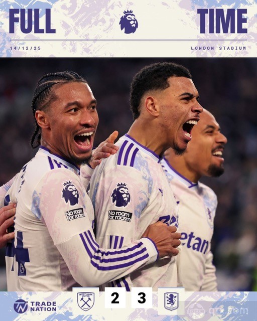 西汉姆联2-3阿斯顿维拉