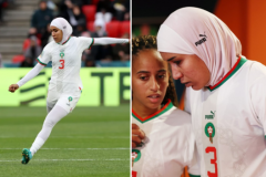 摩洛哥女足球员创造世界杯历史 班齐娜佩戴头巾首发登场