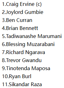 Zimbabwe Playing XI