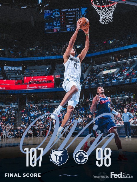 快船客场98-107不敌灰熊