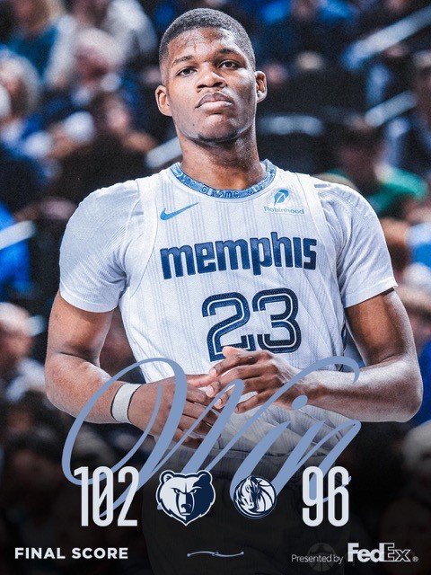 灰熊客场102-96险胜独行侠