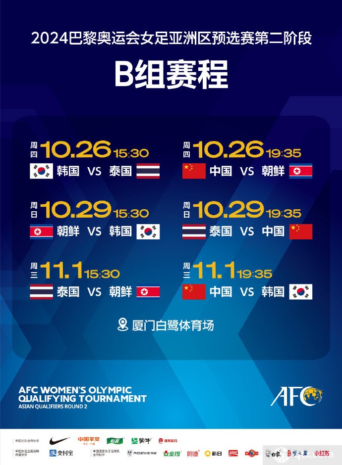 中国女足奥运会预选赛赛程
