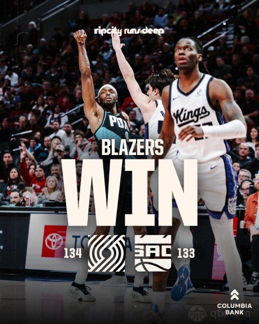 开拓者主场加时134-133险胜国王