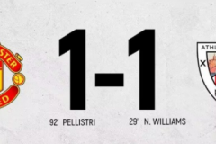 友谊赛赛况：曼联1-1绝平十人毕巴 马奎尔失误致丢球+助攻佩利斯特里凌空绝平