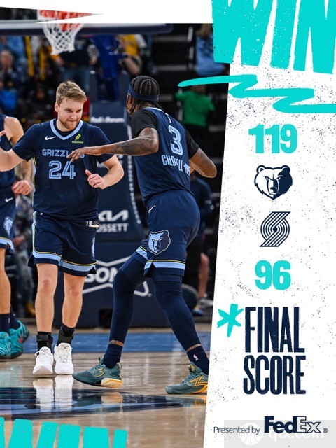 开拓者客场96-119惨败灰熊