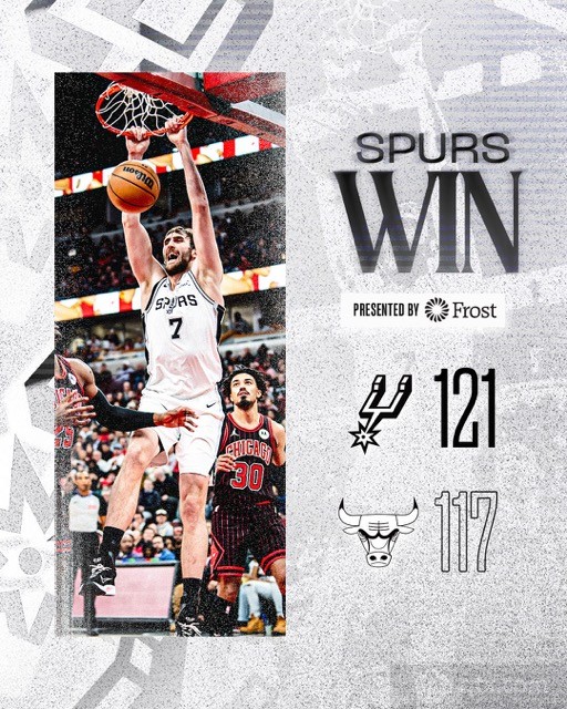 马刺客场121-117逆转公牛