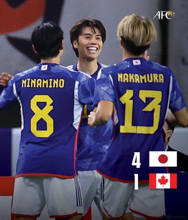 日本队热身赛4-1大胜加拿大