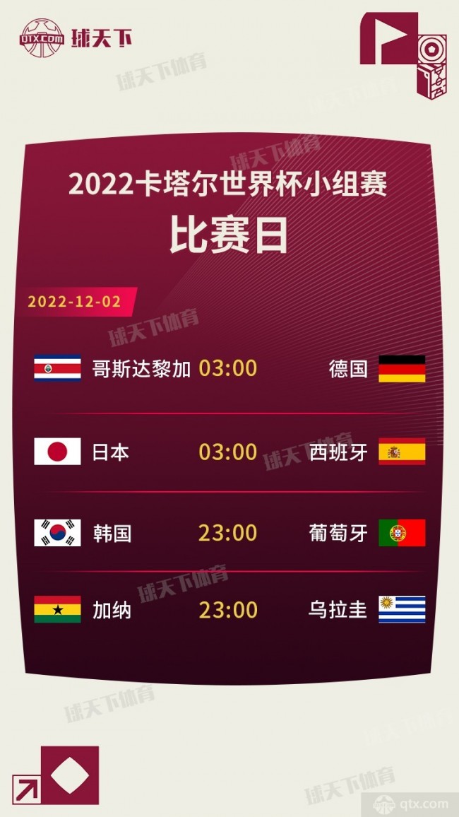 世界杯12月2日比赛赛程安排