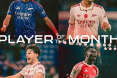 阿森纳10月最佳球员候选 前中后场均有球员在列